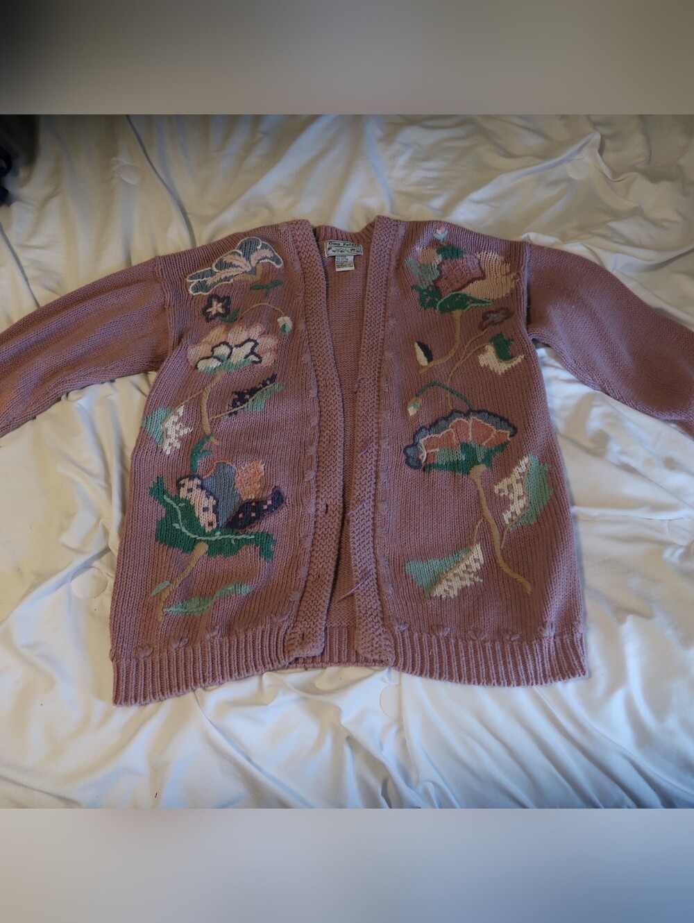 Vintage Gina Peters Floral Embroidered Cardigan Sweater